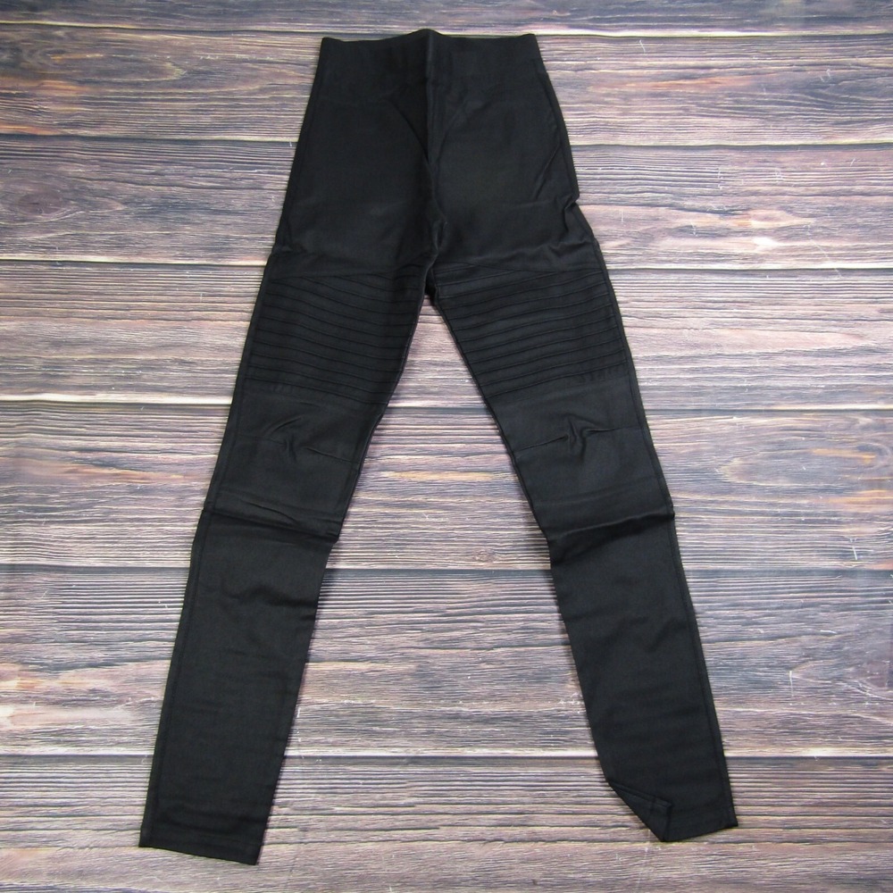 Ooberswank NEW Womens XS Black High Waisted Moto Leggings Pants